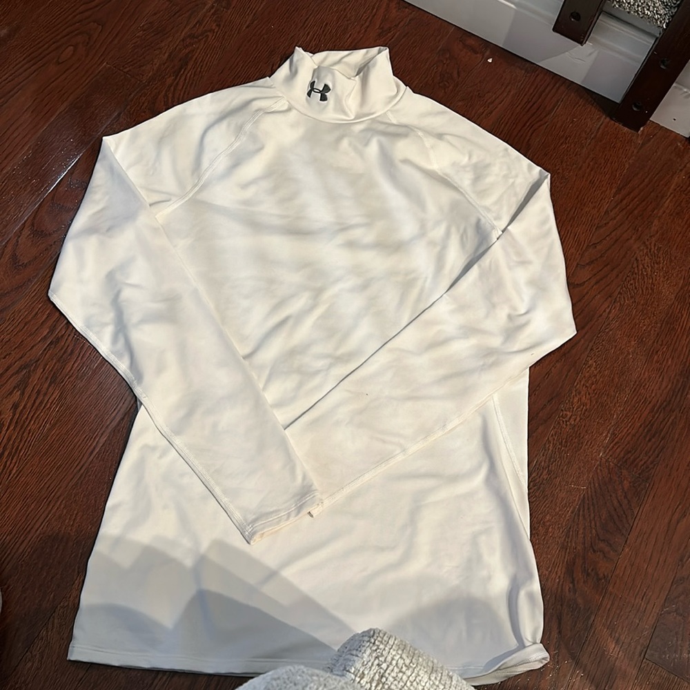 White turtleneck Under Armour compression long sleeve